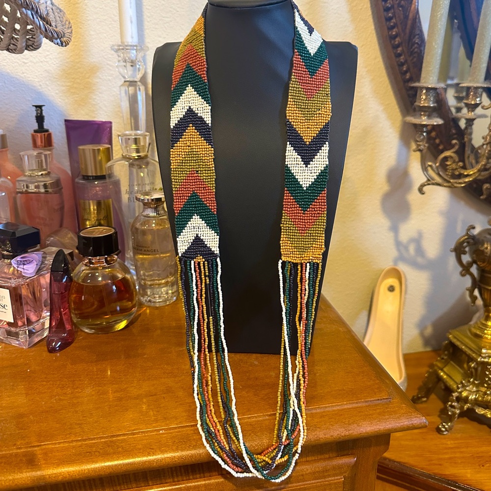 Multicolor Beaded Chevron Necklace